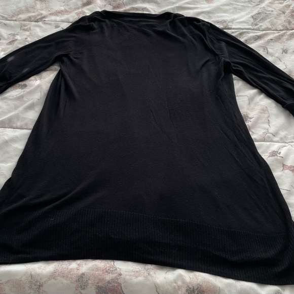 Chico’s black bamboo rayon open front cardigan with pockets, size 1 or M preppy - Picture 11 of 14